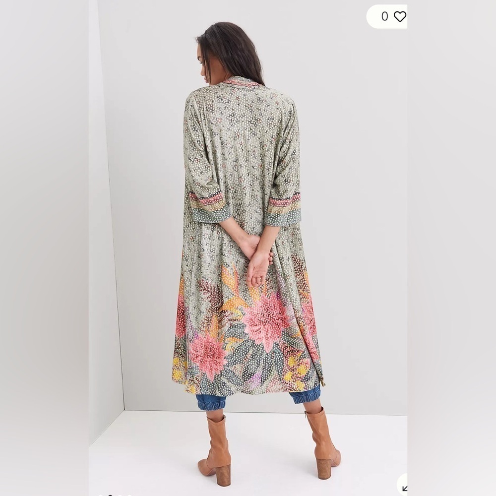 Anthropologie Bl-nk One Size Floral Tinopi Burnout Velvet Duster Kimono NEW! - Picture 9 of 10